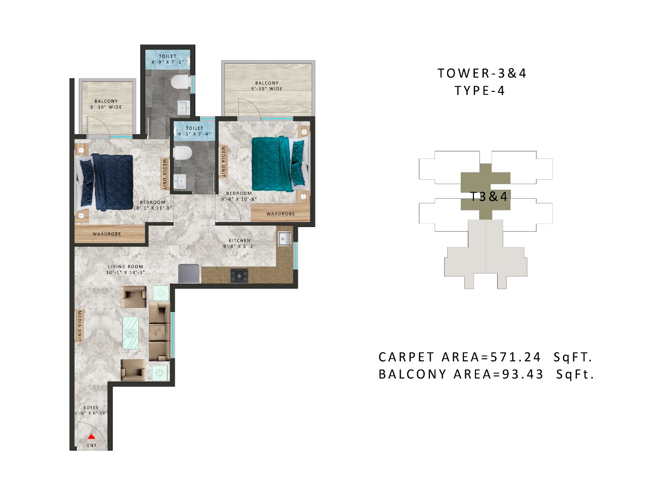 Pareena Om Apartments Floor plan